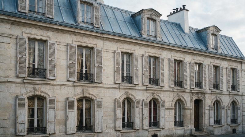 Façade d'un immeuble ancien parisien aux fenêtres à simple vitrage
